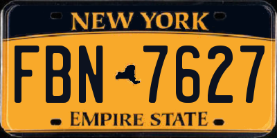 NY license plate FBN7627