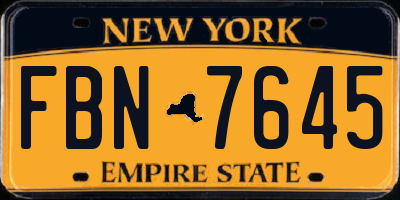 NY license plate FBN7645