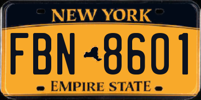 NY license plate FBN8601