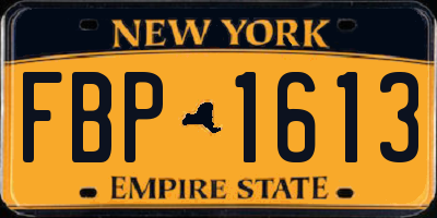 NY license plate FBP1613