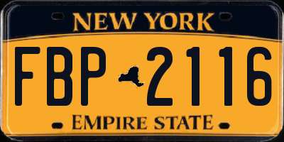 NY license plate FBP2116