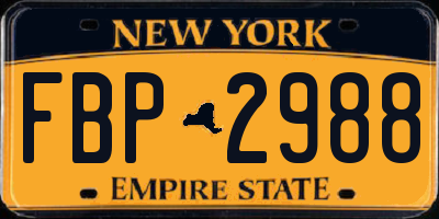 NY license plate FBP2988