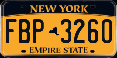 NY license plate FBP3260