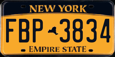 NY license plate FBP3834