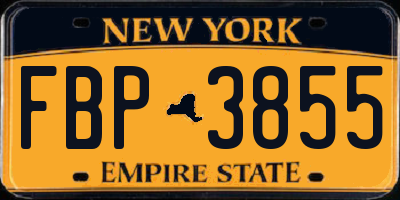 NY license plate FBP3855