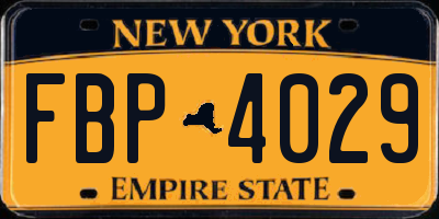 NY license plate FBP4029