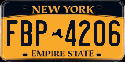 NY license plate FBP4206