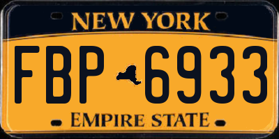 NY license plate FBP6933