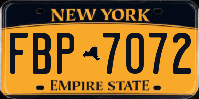 NY license plate FBP7072