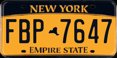 NY license plate FBP7647