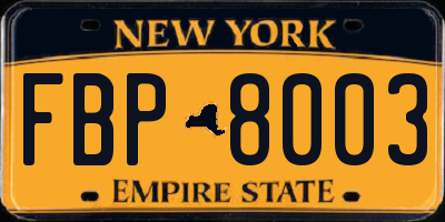 NY license plate FBP8003