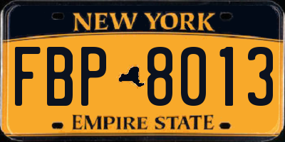 NY license plate FBP8013