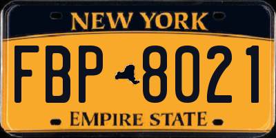 NY license plate FBP8021