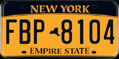 NY license plate FBP8104