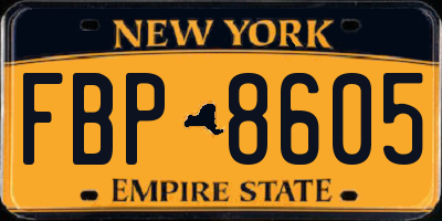 NY license plate FBP8605