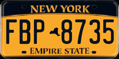 NY license plate FBP8735