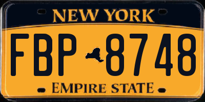 NY license plate FBP8748