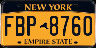NY license plate FBP8760