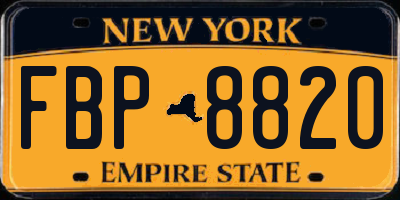 NY license plate FBP8820