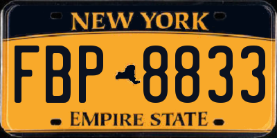NY license plate FBP8833