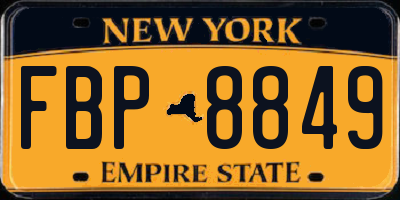 NY license plate FBP8849