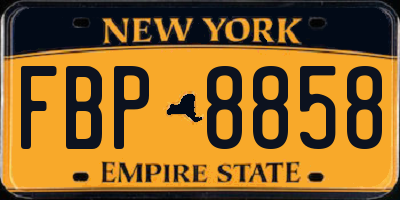 NY license plate FBP8858