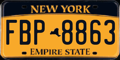 NY license plate FBP8863