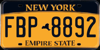 NY license plate FBP8892