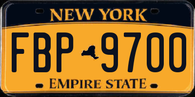NY license plate FBP9700