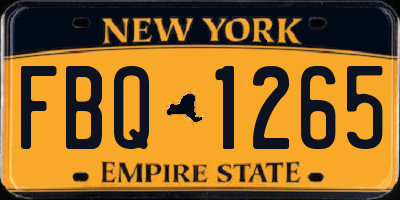 NY license plate FBQ1265