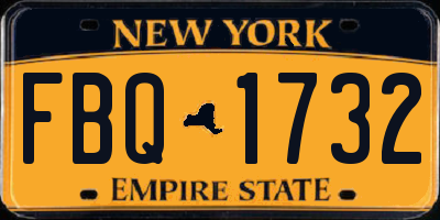 NY license plate FBQ1732