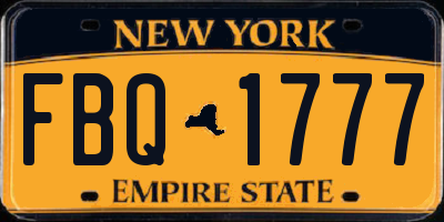 NY license plate FBQ1777