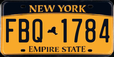 NY license plate FBQ1784