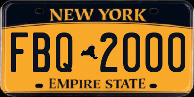 NY license plate FBQ2000