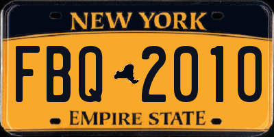 NY license plate FBQ2010