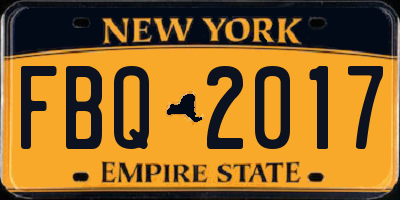 NY license plate FBQ2017