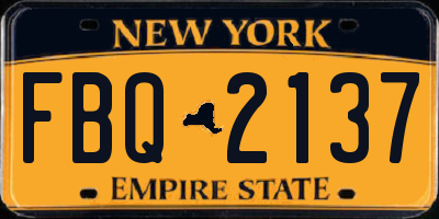 NY license plate FBQ2137