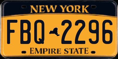 NY license plate FBQ2296