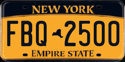 NY license plate FBQ2500