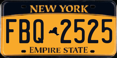NY license plate FBQ2525