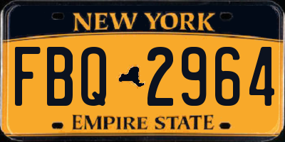 NY license plate FBQ2964