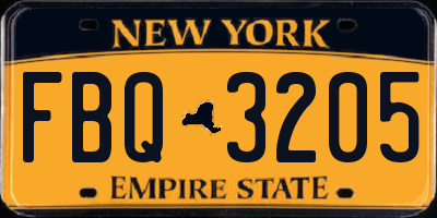 NY license plate FBQ3205