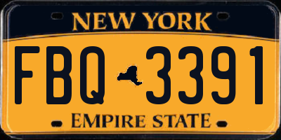 NY license plate FBQ3391