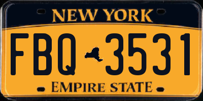 NY license plate FBQ3531