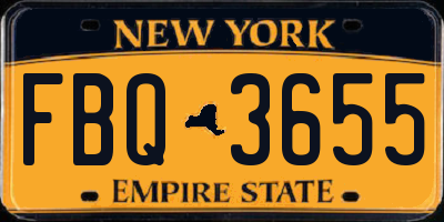 NY license plate FBQ3655