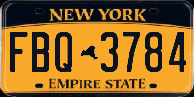 NY license plate FBQ3784