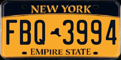 NY license plate FBQ3994