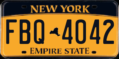 NY license plate FBQ4042