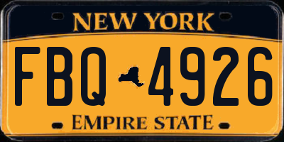 NY license plate FBQ4926