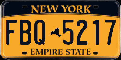 NY license plate FBQ5217